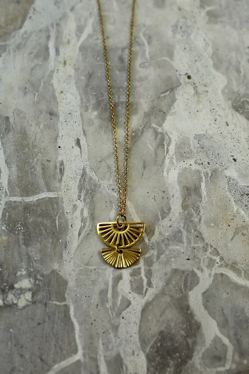 Deco Fan Pendant Necklace