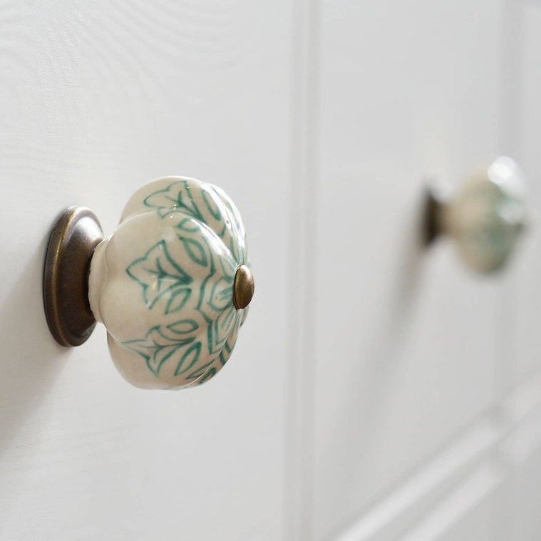 Ceramic Flower Knob - Teal