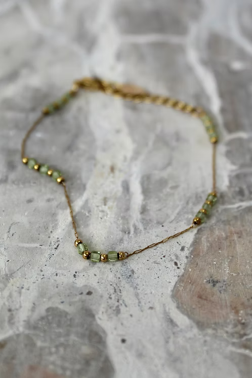 Semi - Precious Green Agate Stone Bracelet
