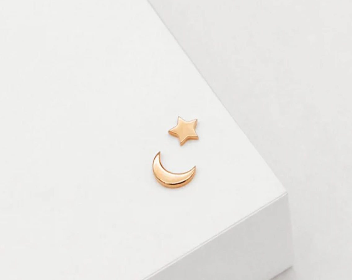 Star & Moon Stud Earrings