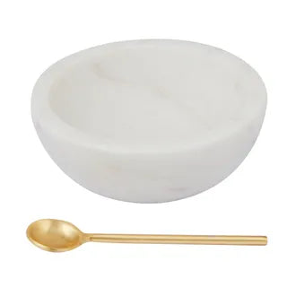 Marble Bowl Set with Gold Spoon