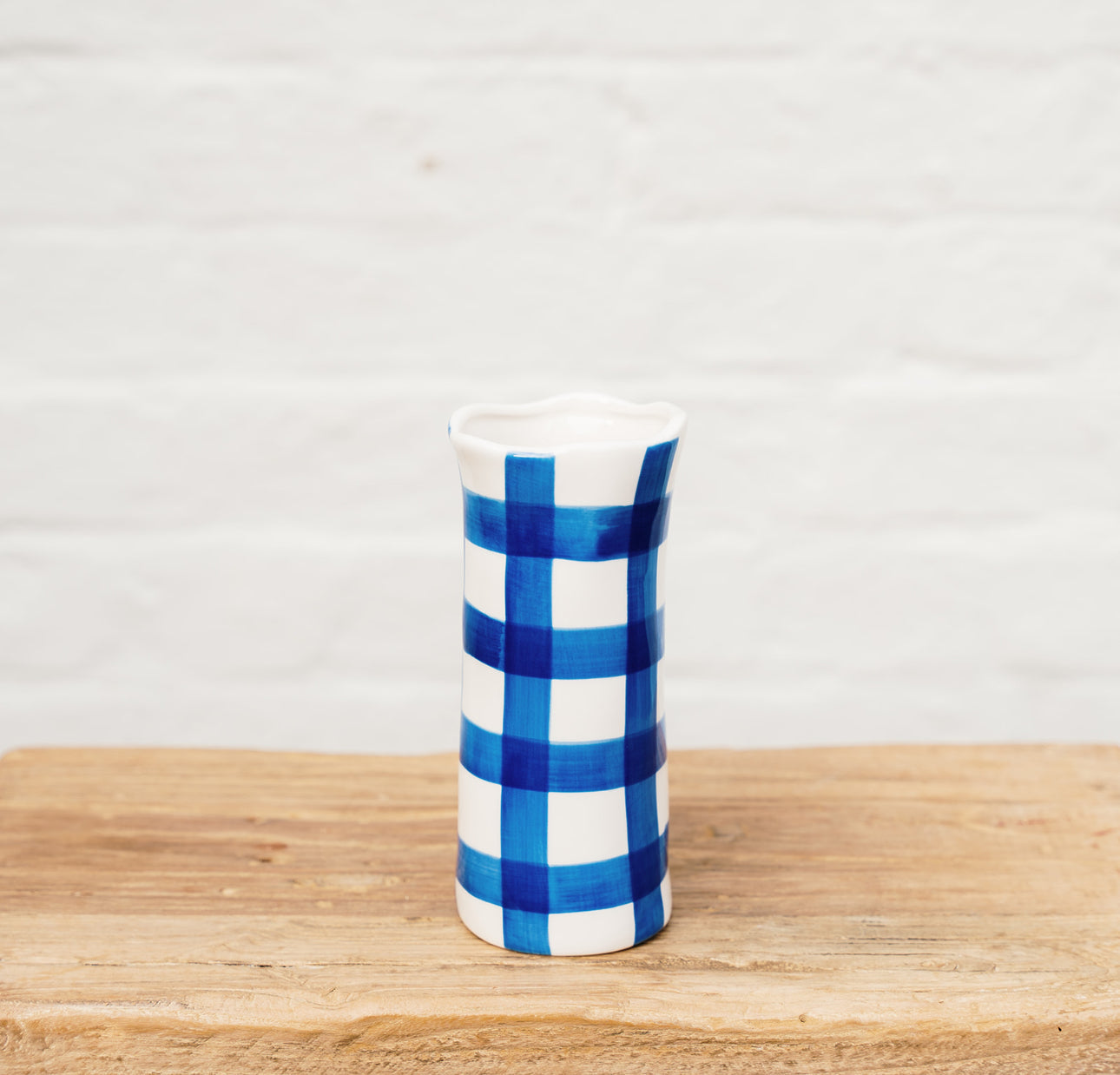 Blue Gingham Vase - Small
