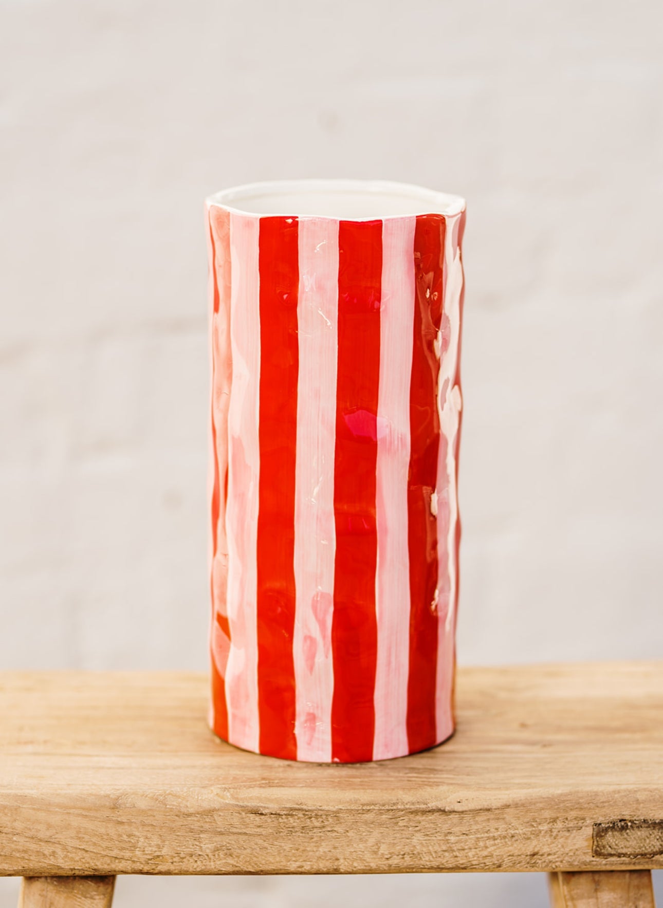 Pink & Red Stripe Vase - Large