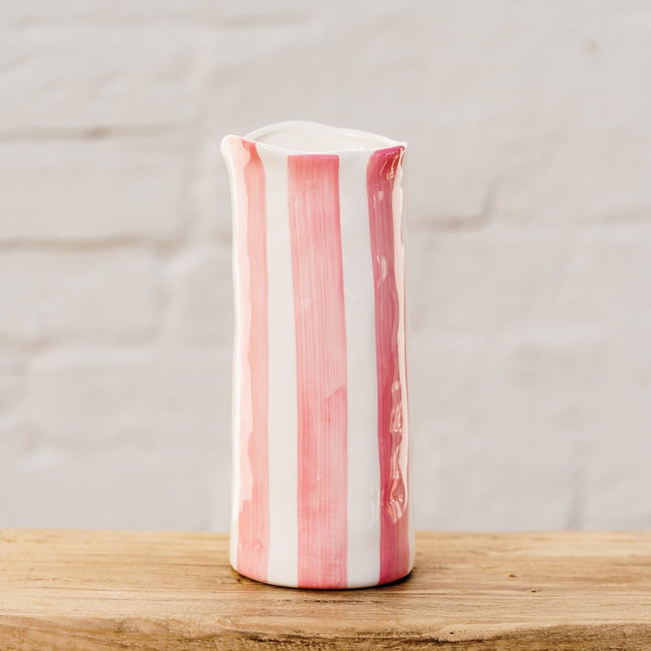 Pink & White Stripe Vase - Medium