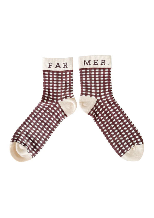 Cocoa Check Boot Socks