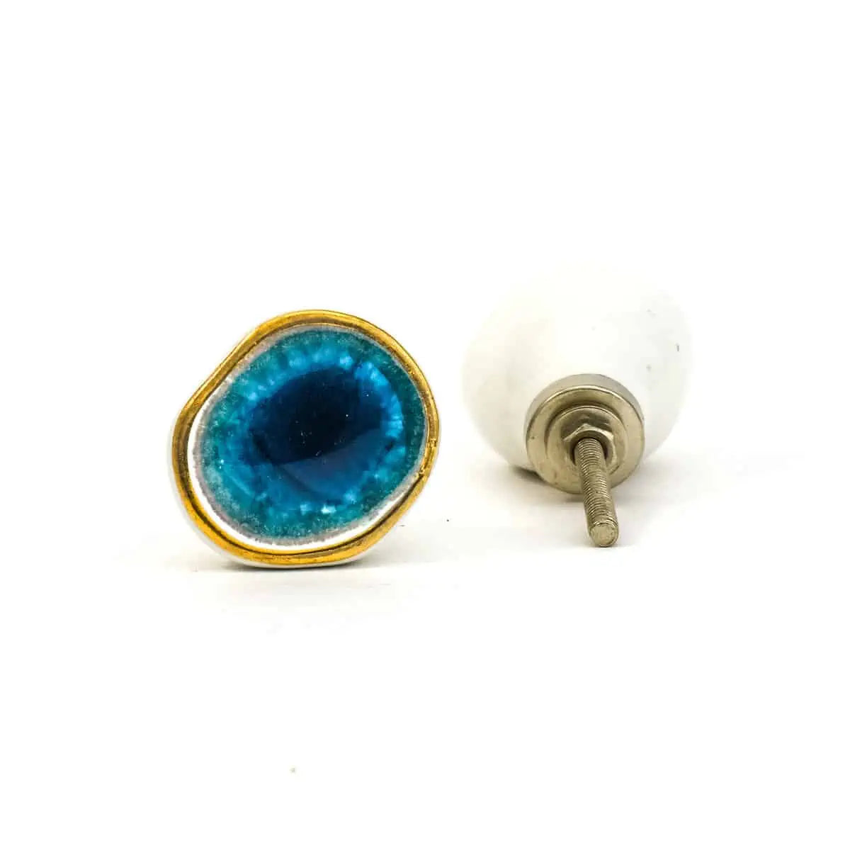 MINI Teal and Gold Crater Knob