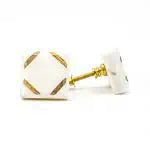Wood Cornered White Marble Knob