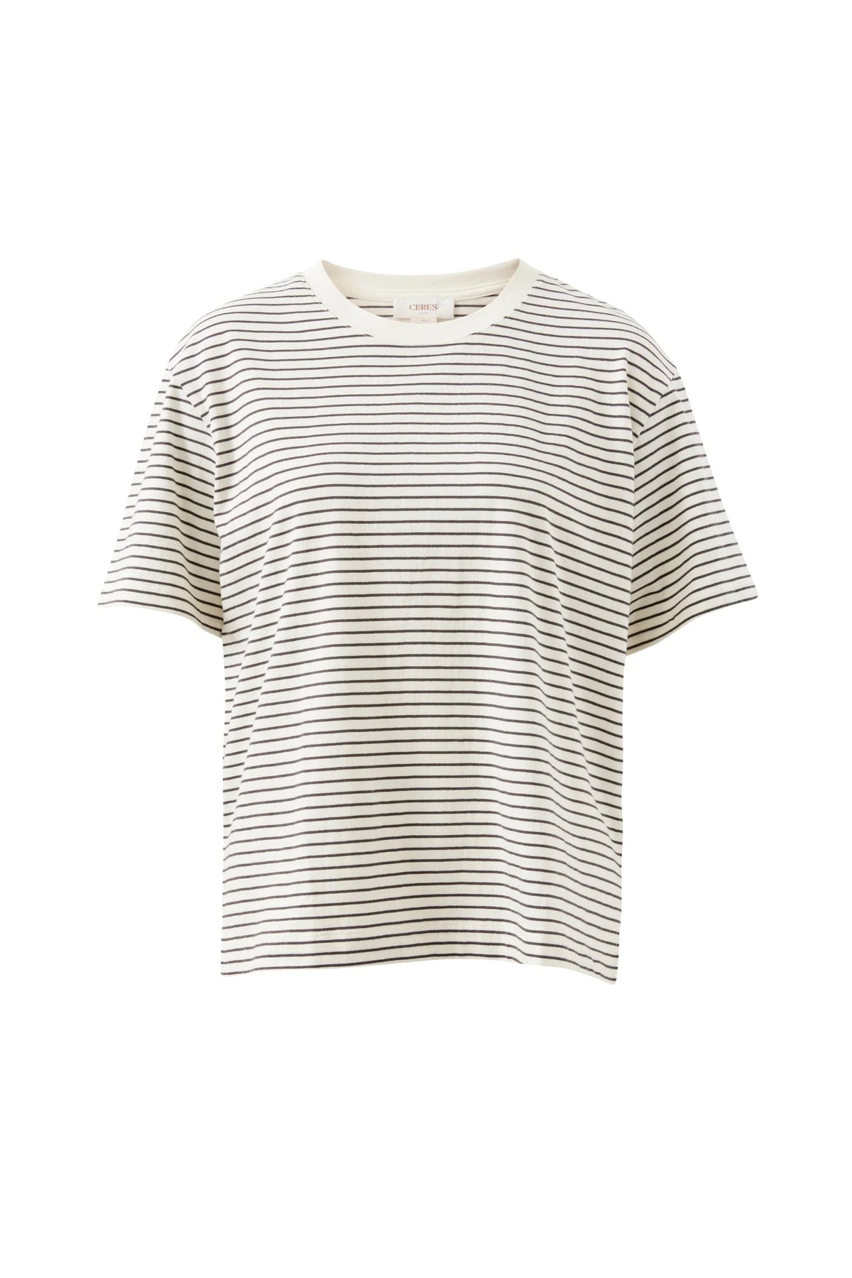 Stevie Slouchy Tee - Milk/Phantom Fine Stripe