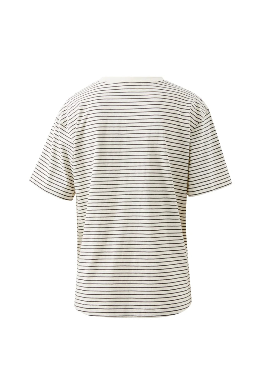 Stevie Slouchy Tee - Milk/Phantom Fine Stripe