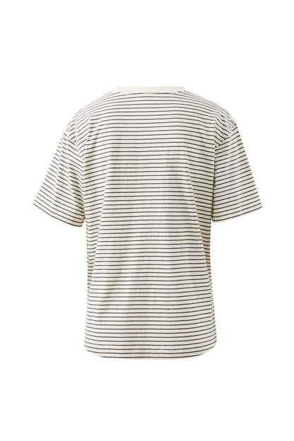 Stevie Slouchy Tee - Milk/Phantom Fine Stripe