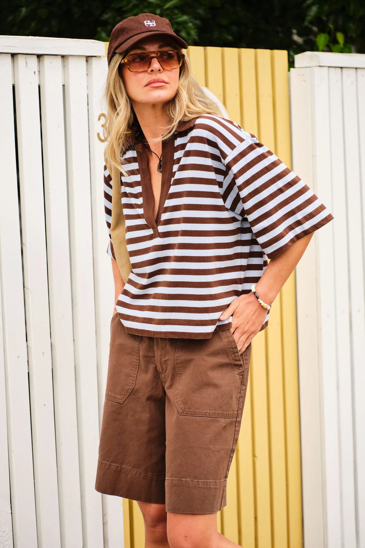 Arlie Short Sleeve - Choc/Chalk Stripe