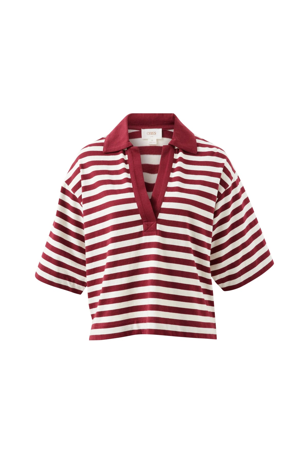 Arlie Short Sleeve - Burgundy/Milk Stripe