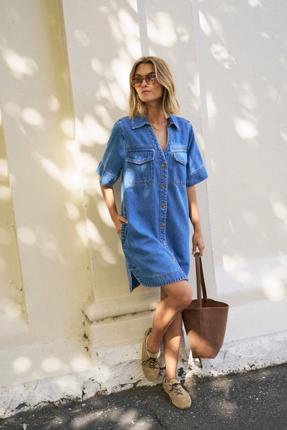 Bonnie Relaxed Dress- Indigo