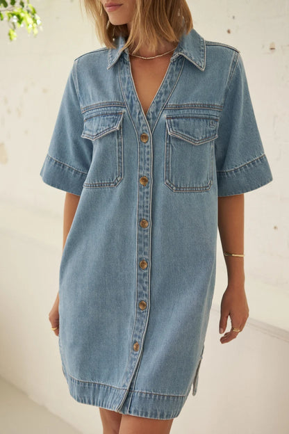 Bonnie Relaxed Dress- Vintage Blue