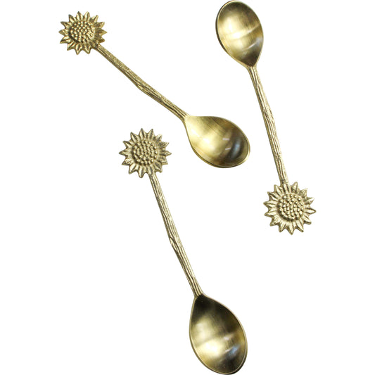 Brass Teaspoons - Sunflowers