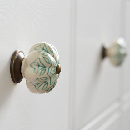 Ceramic Flower Knob - Teal