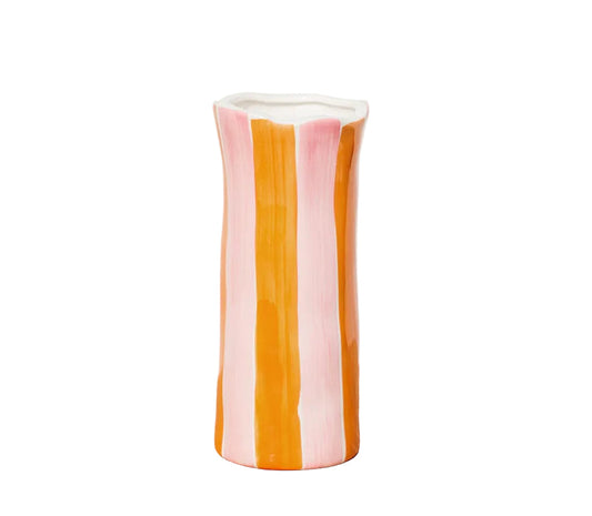 Pink & Orange Stripe Vase - Small