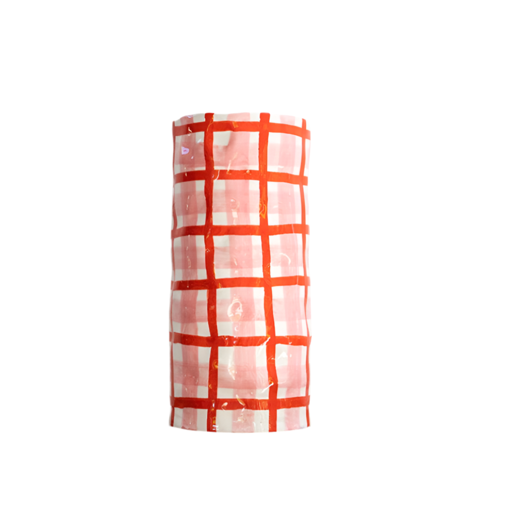 Pink & Red Gingham Vase - Medium