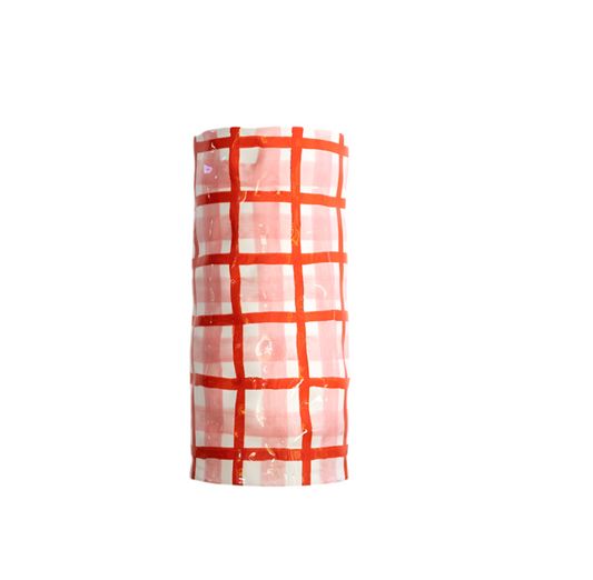 Pink & Red Gingham Vase - Medium