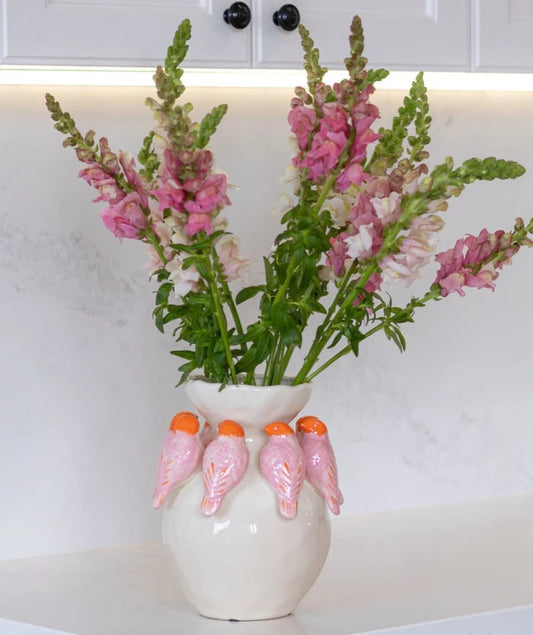 Pink & Orange Bird Vase