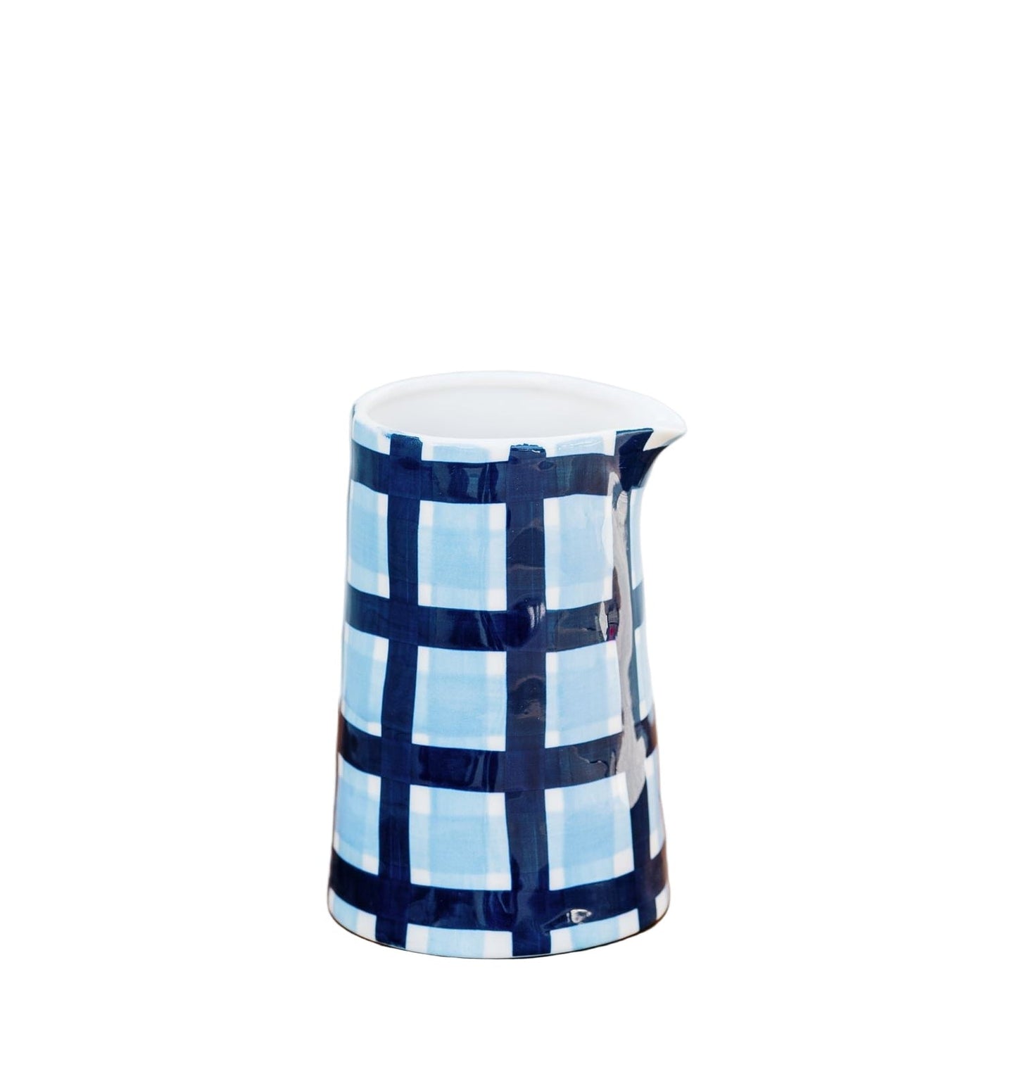 Milk Jug - Navy & Cornflower Blue Gingham