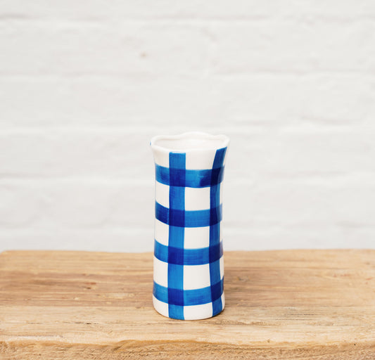 Blue Gingham Vase - Small