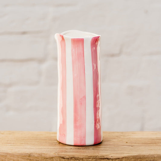 Pink & White Stripe Vase - Medium