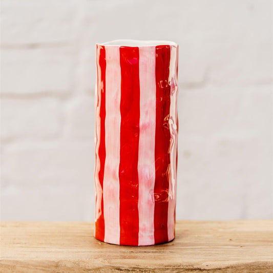 Pink & Red Stripe Vase - Medium