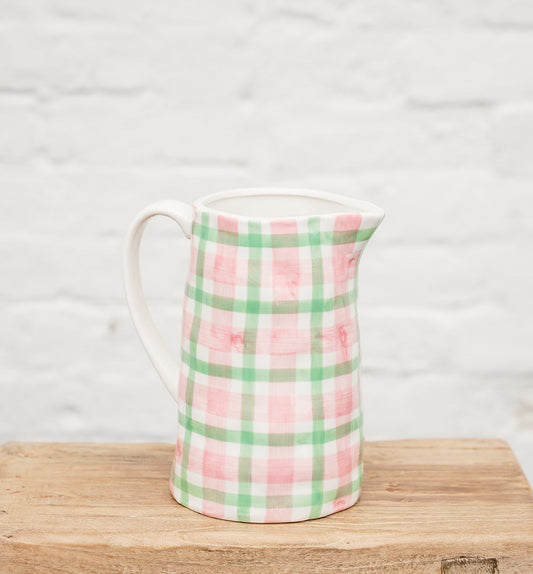 Pink & Green Gingham Jug