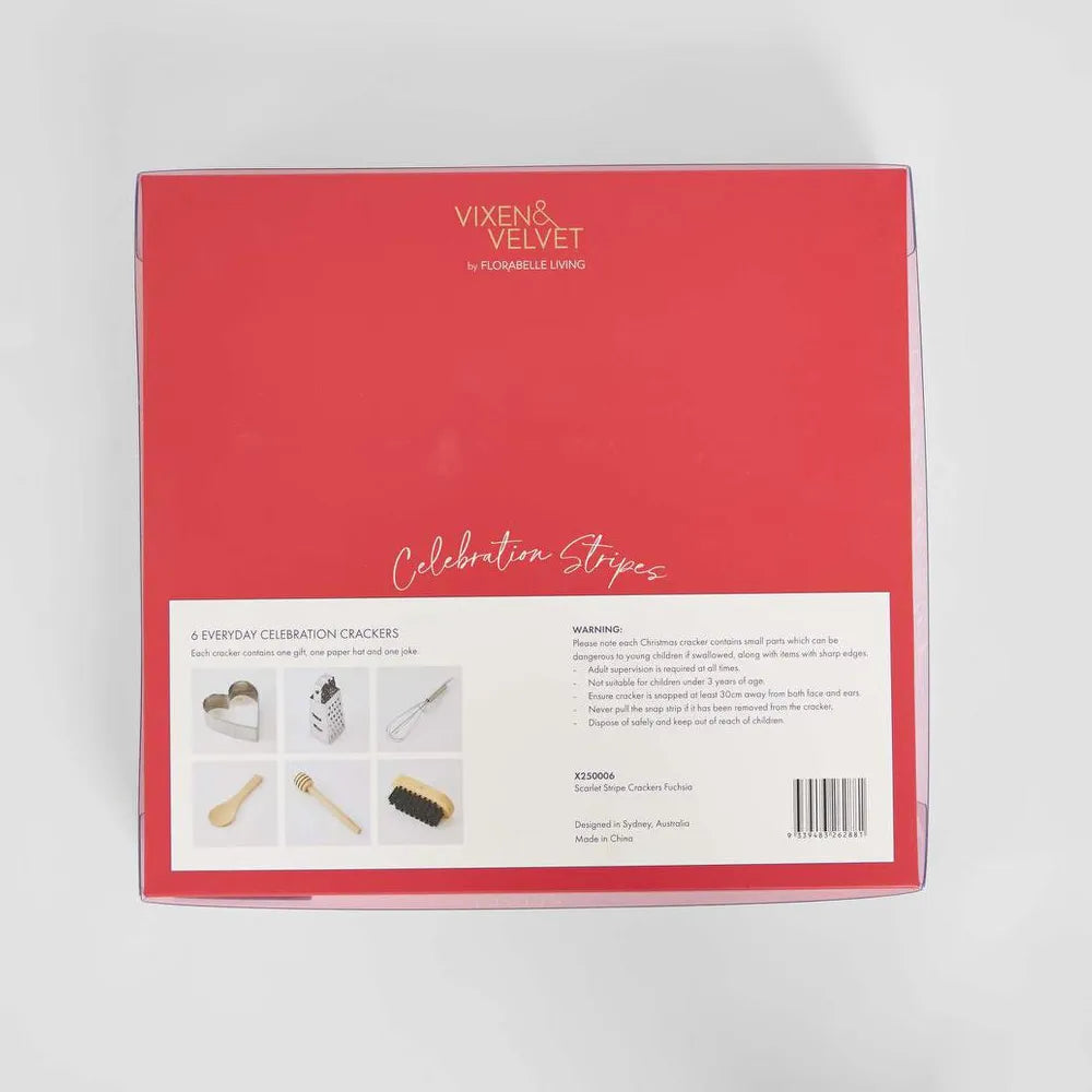 Christmas Crackers Red & Pink Stripe