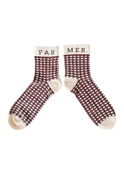 Cocoa Check Boot Socks