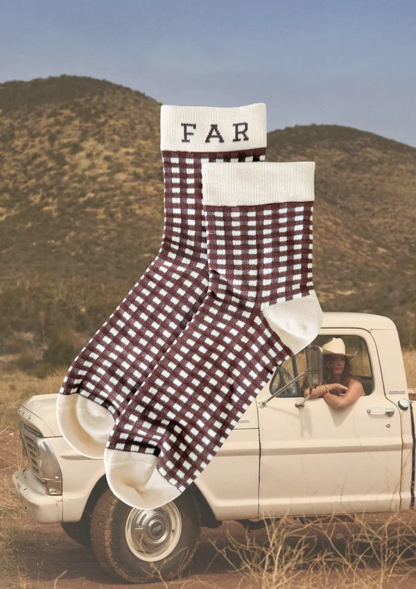 Cocoa Check Boot Socks
