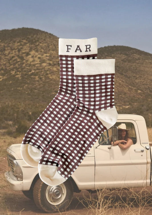 Cocoa Check Boot Socks