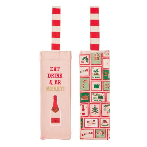 Christmas Bottle Gift Bag - Eat Drink & Be Merry