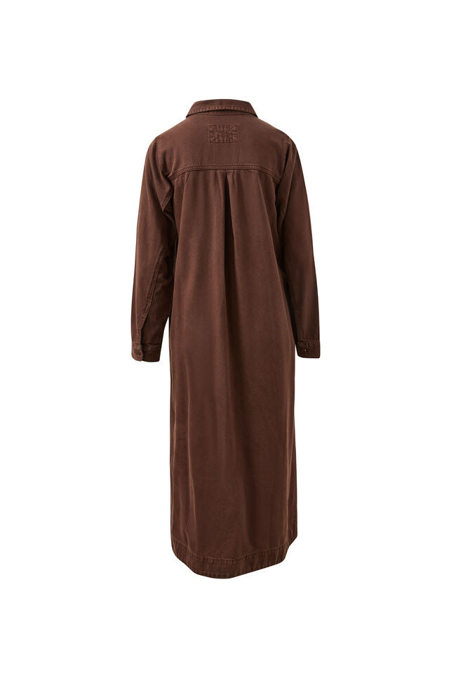 Rae Long Sleeve Midi Dress - Chocolate