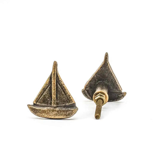 Antique Gold Sail Boat Knob