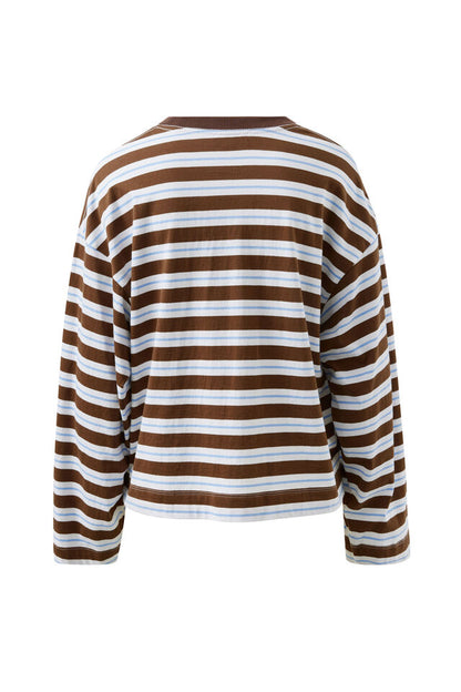 Beau Long Sleeve Slouchy Tee - Cocoa Sky Blue