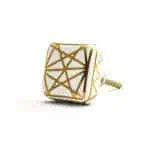 Square White and Gold Geometric Knob