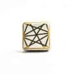 Square White and Gold Geometric Knob