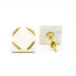 Wood Cornered White Marble Knob